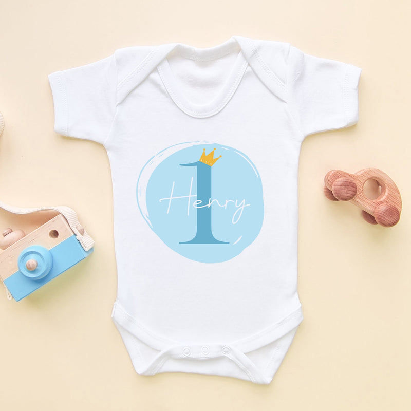 1st Birthday Boy Blue Theme Personalised Baby Bodysuit - Little Lili Store (6606227636296)