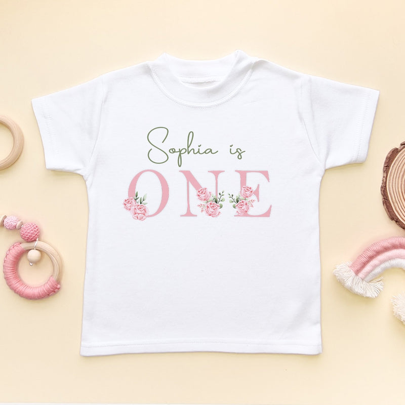1st Birthday Floral Theme Personalised T Shirt - Little Lili Store (8118086566168)