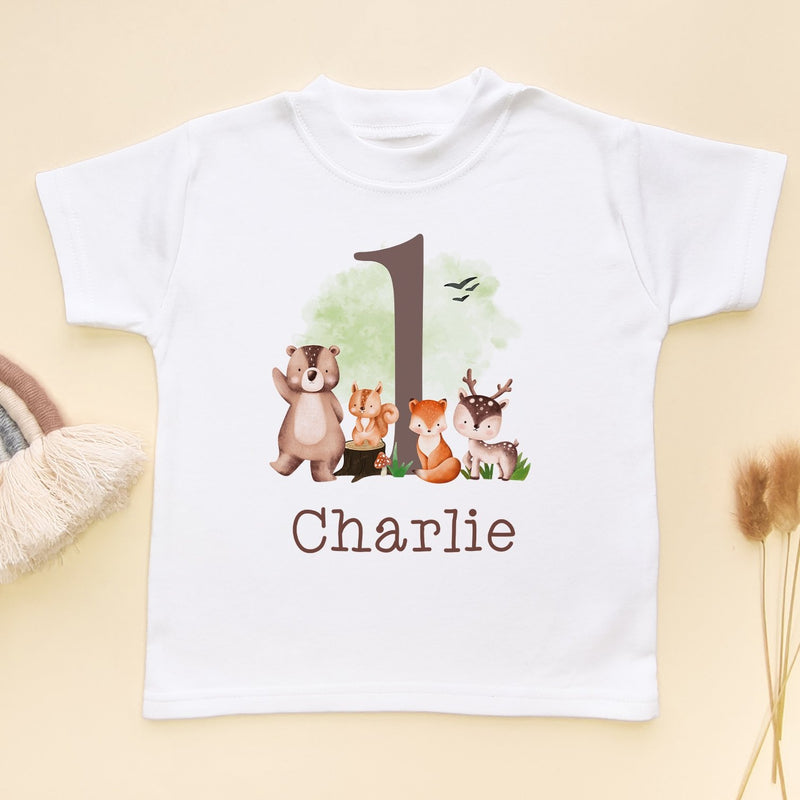 1st Birthday Forest Animals Personalised T Shirt - Little Lili Store (8115121062168)