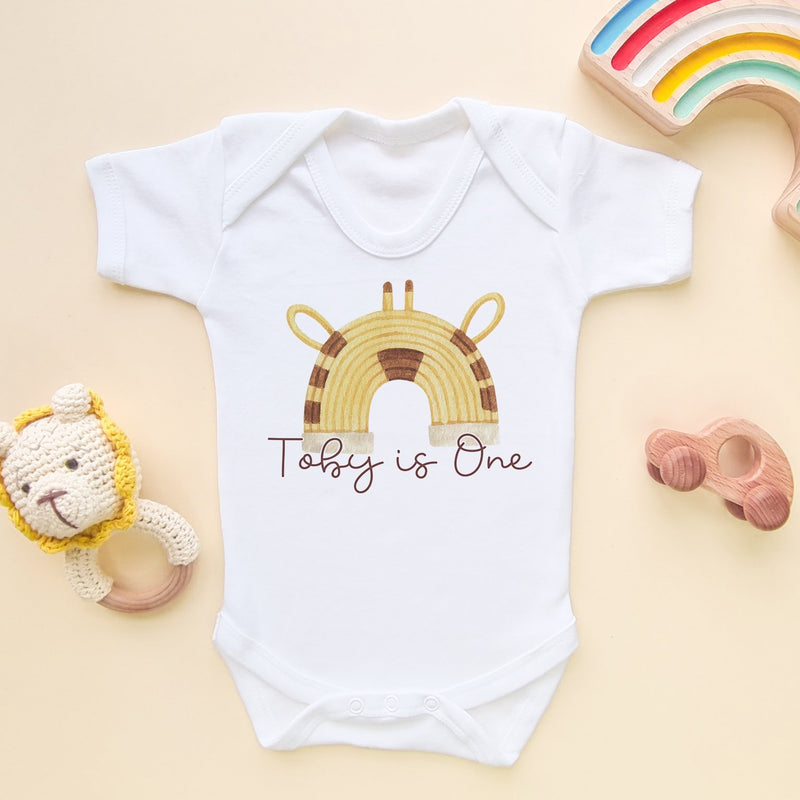 1st Birthday Giraffe Theme Personalised Baby Bodysuit - Little Lili Store (8098428125464)