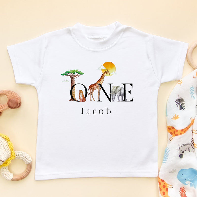 1st Birthday Safari Animals Personalised T Shirt - Little Lili Store (8098443624728)