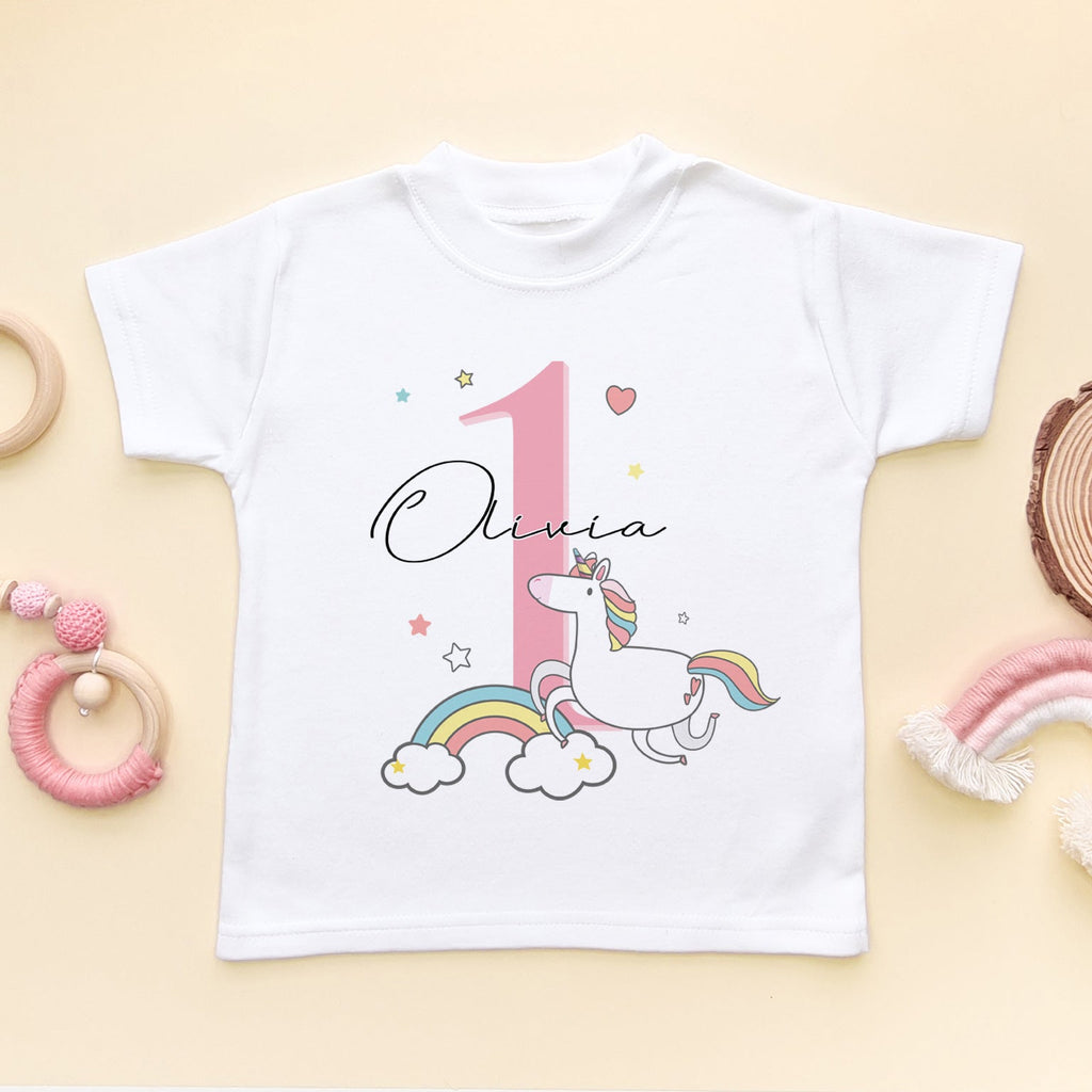 1st Birthday Unicorn Personalised Toddler Kids T Shirt
