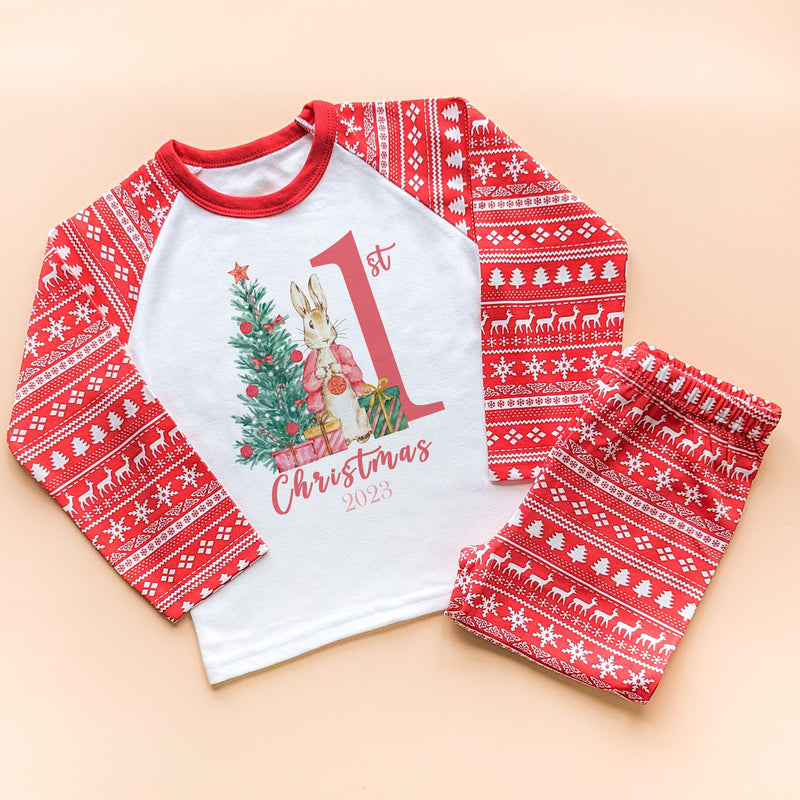 1st Christmas Peter Rabbit Inspired Toddler & Kids Pyjamas Set - Little Lili Store (8754515247384)