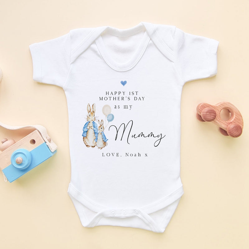1st Mother's Day Peter Rabbit Inspired Boy Personalised Baby Bodysuit - Little Lili Store (8902903202072)