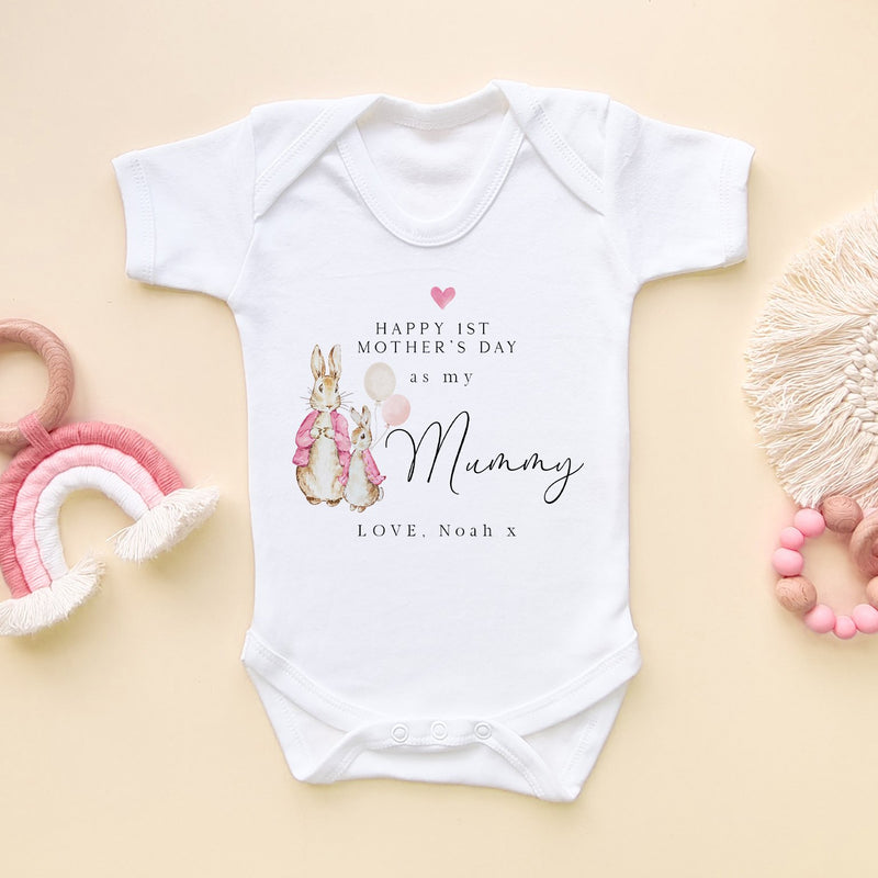 1st Mother's Day Peter Rabbit Inspired Girl Personalised Baby Bodysuit - Little Lili Store (8902903464216)