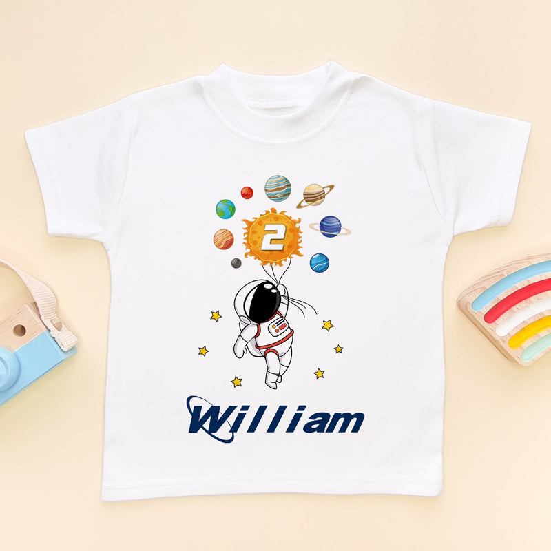 2nd Birthday Astronaut Solar System Personalised T Shirt - Little Lili Store (8792116298008)