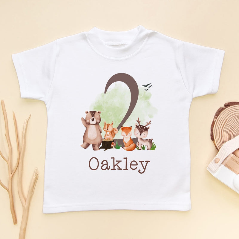2nd Birthday Forest Animals Personalised T Shirt - Little Lili Store (8115122307352)