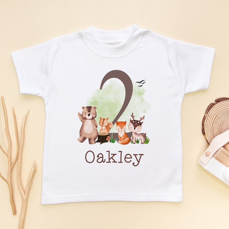 2nd Birthday Forest Animals Personalised T Shirt - Little Lili Store (8115122307352)