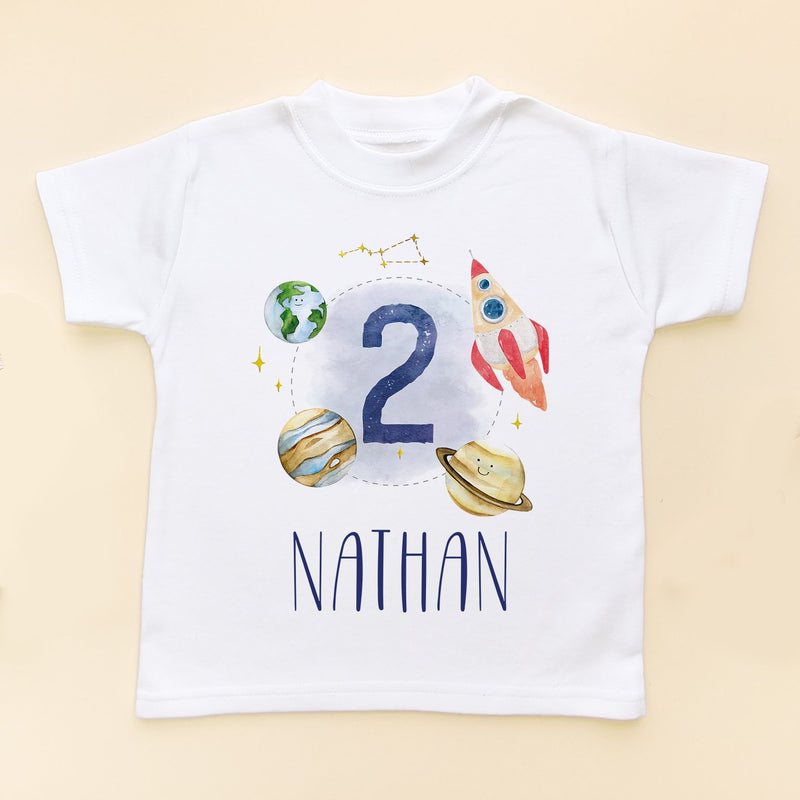 2nd Birthday Galaxy Space Personalised T Shirt - Little Lili Store (8828537930008)