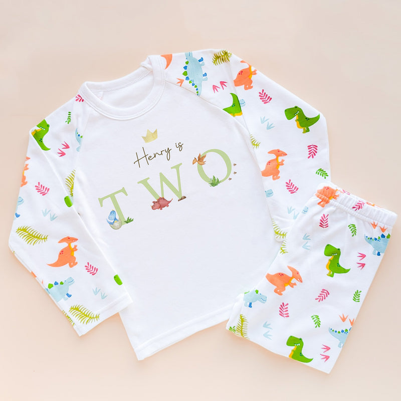 2nd Birthday Personalised Dinosaur Pyjamas Set - Little Lili Store (8565686141208)