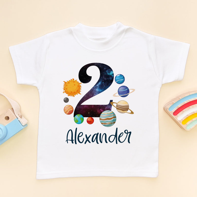 2nd Birthday Solar System Personalised Space/Galaxy T Shirt - Little Lili Store (8792110825752)