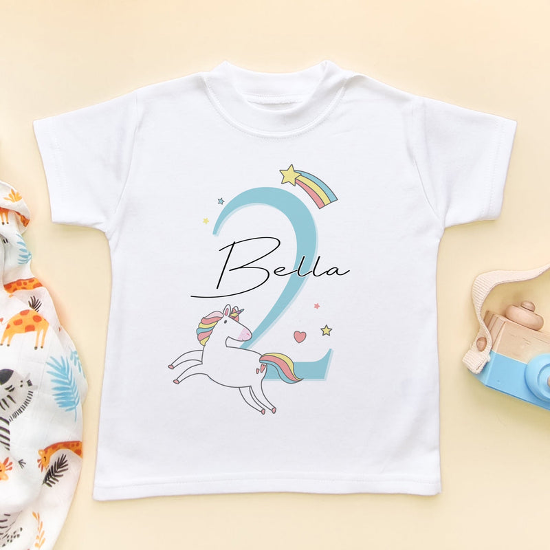 2nd Birthday Unicorn Personalised Toddler T Shirt - Little Lili Store (6608628056136)