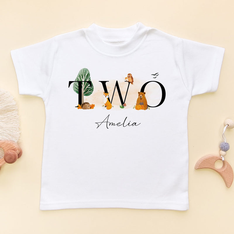 2nd Birthday Woodland Animals Personalised T Shirt - Little Lili Store (8115119194392)