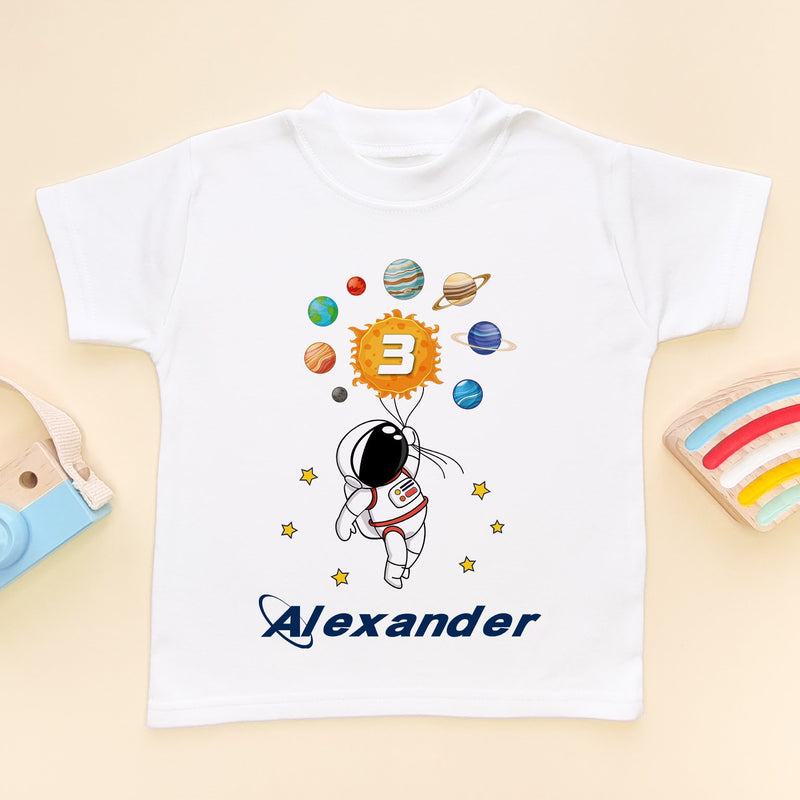 3rd Birthday Astronaut Solar System Personalised T Shirt - Little Lili Store (8792116232472)