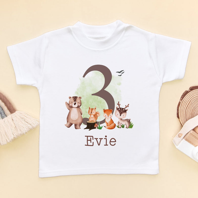 3rd Birthday Forest Animals Personalised T Shirt - Little Lili Store (8115122897176)