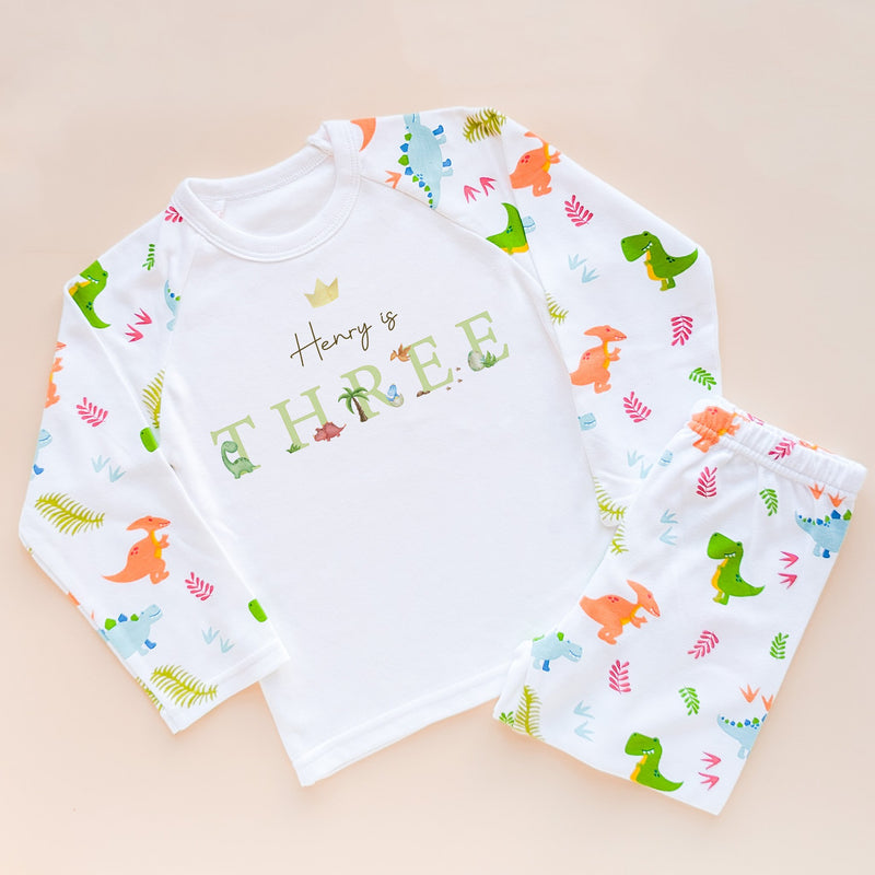 3rd Birthday Personalised Dinosaur Pyjamas Set - Little Lili Store (8565687124248)