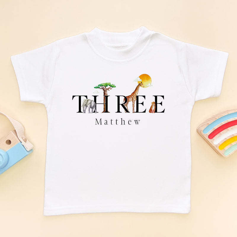3rd Birthday Safari Animals Personalised T Shirt - Little Lili Store (8098468757784)