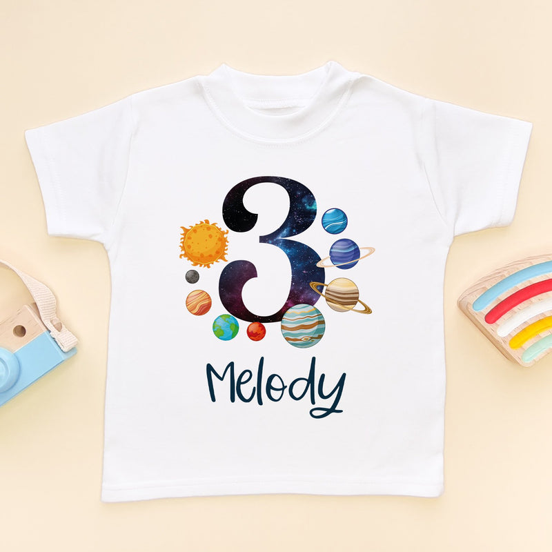 3rd Birthday Solar System Personalised Space/Galaxy T Shirt - Little Lili Store (8792111186200)
