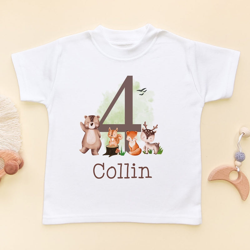 4th Birthday Forest Animals Personalised T Shirt - Little Lili Store (8115123224856)