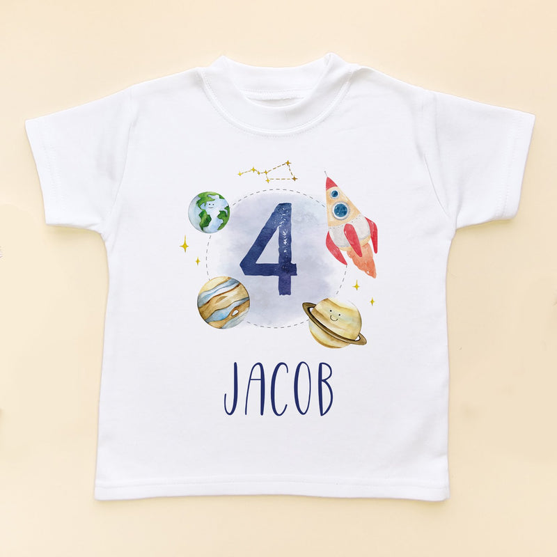 4th Birthday Galaxy Space Personalised T Shirt - Little Lili Store (8828538323224)