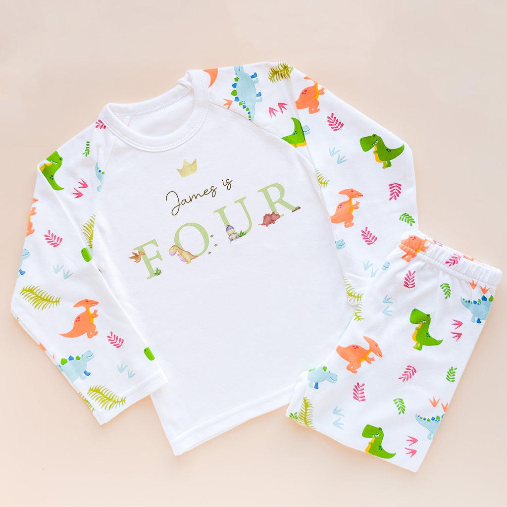 4th Birthday Personalised Dinosaur Pyjamas Set Little Lili Store