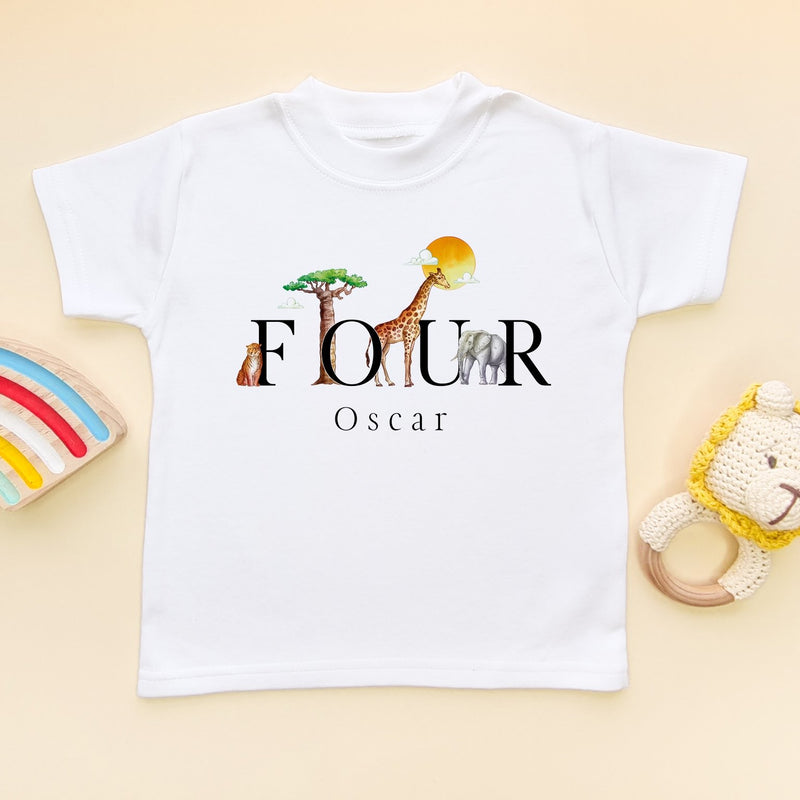 4th Birthday Safari Animals Personalised T Shirt - Little Lili Store (8098469511448)