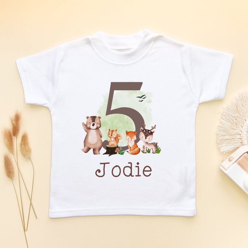 5th Birthday Forest Animals Personalised T Shirt - Little Lili Store (8115123618072)