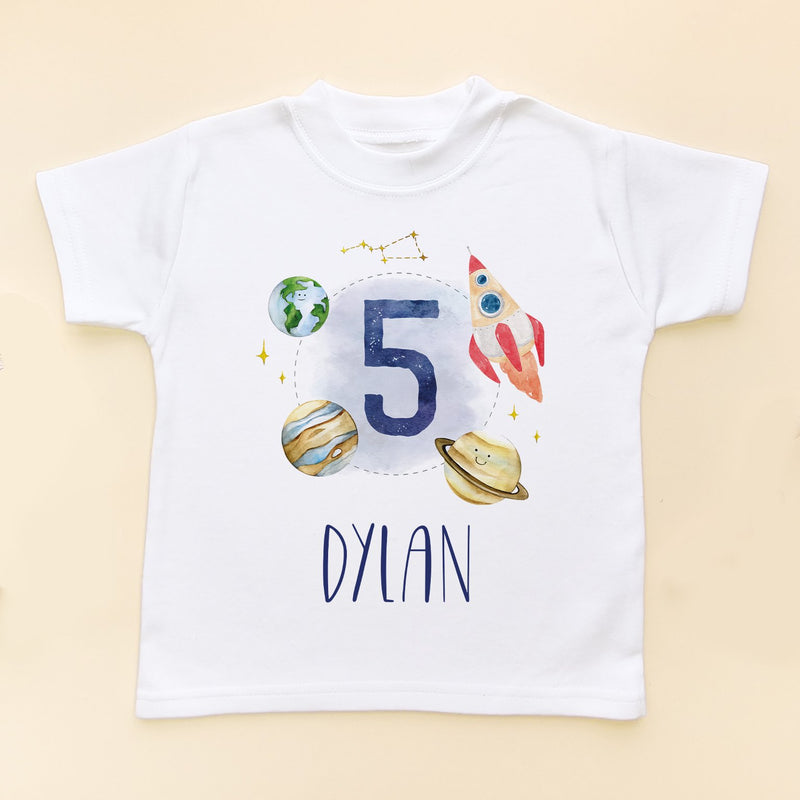 5th Birthday Galaxy Space Personalised T Shirt - Little Lili Store (8828538519832)