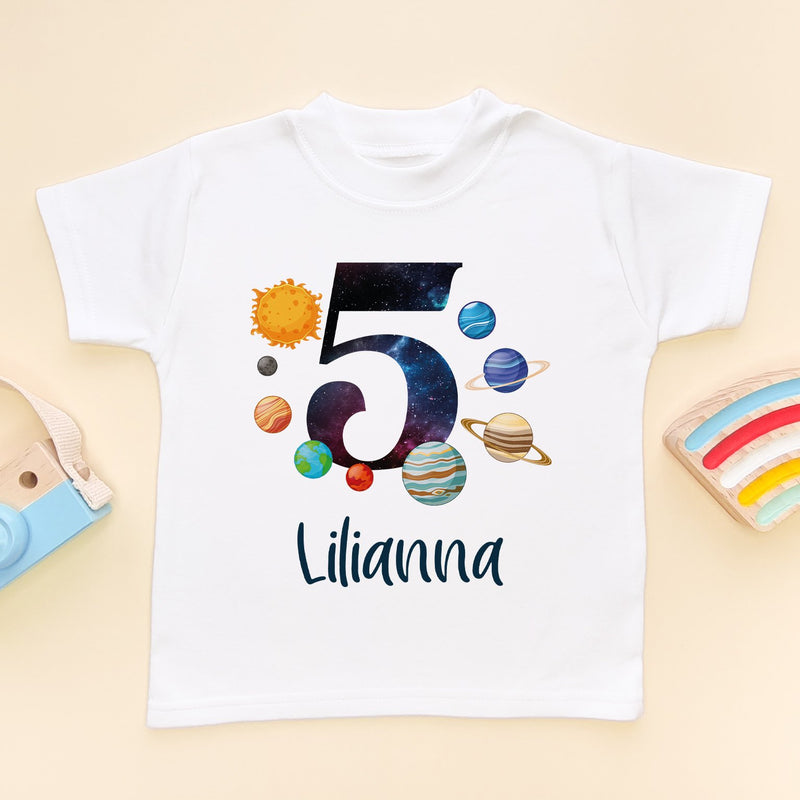 5th Birthday Solar System Personalised Space/Galaxy T Shirt - Little Lili Store (8792115052824)