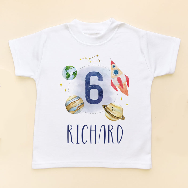 6th Birthday Galaxy Space Personalised T Shirt - Little Lili Store (8828542681368)