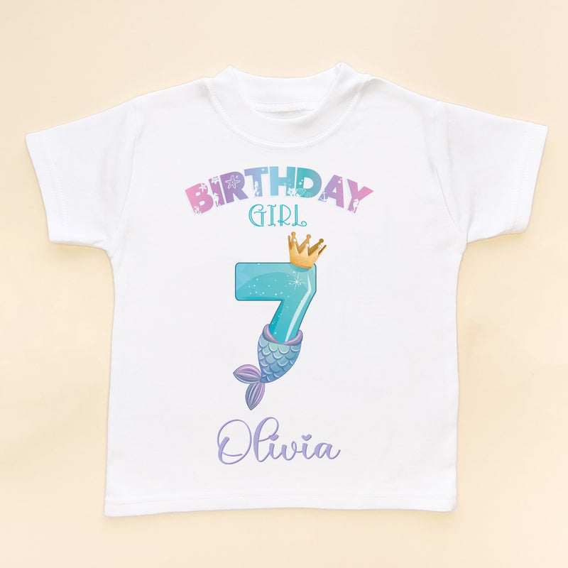 7th Birthday Cute Mermaid Personalised T Shirt - Little Lili Store (8843117297944)
