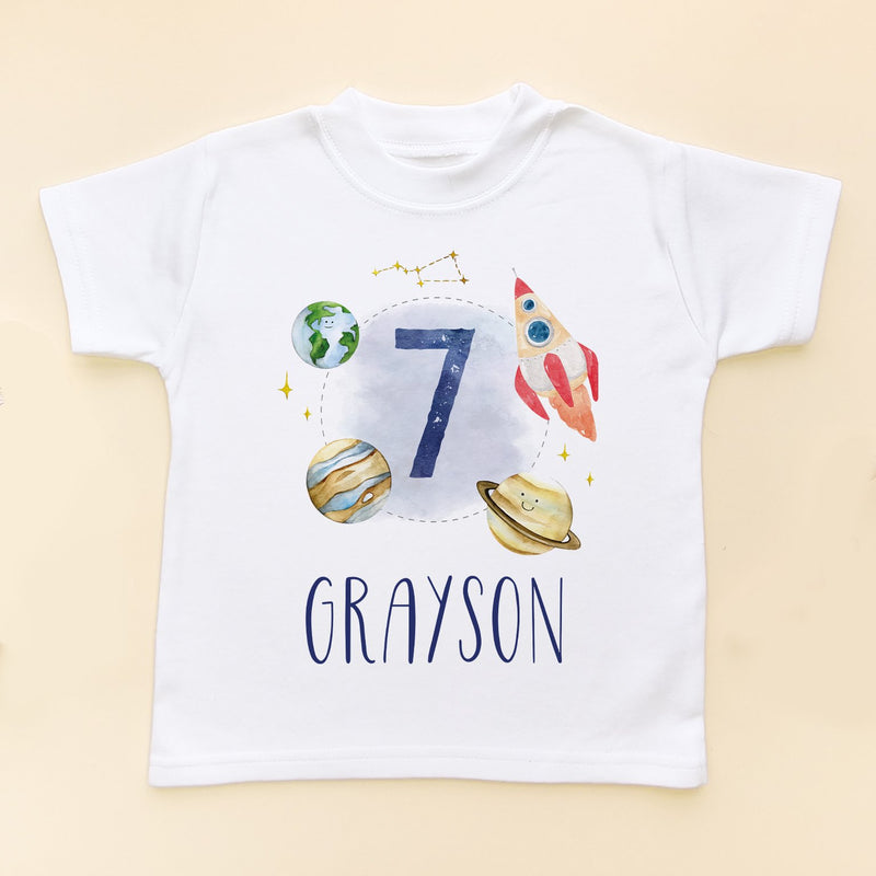 7th Birthday Galaxy Space Personalised T Shirt - Little Lili Store (8828542877976)