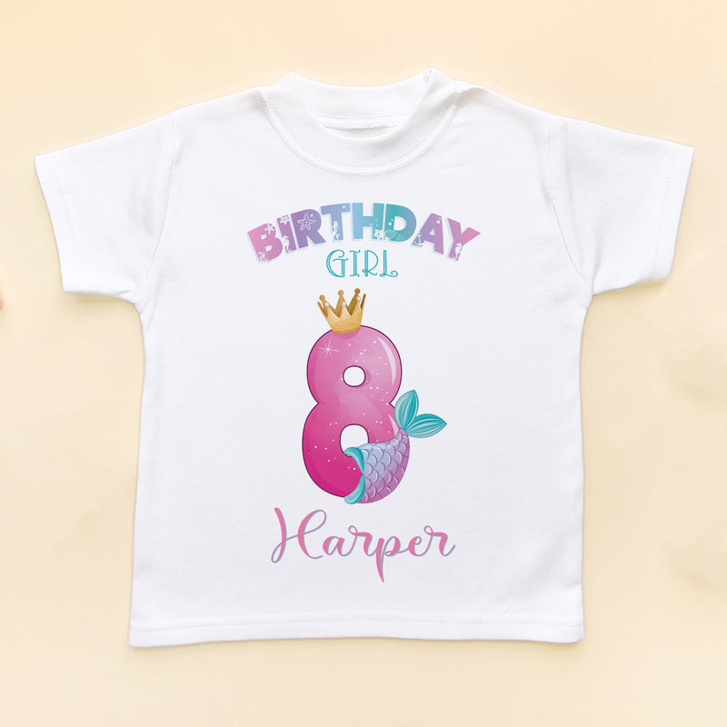 8th Birthday Cute Mermaid Personalised T Shirt - Little Lili Store (8843117330712)