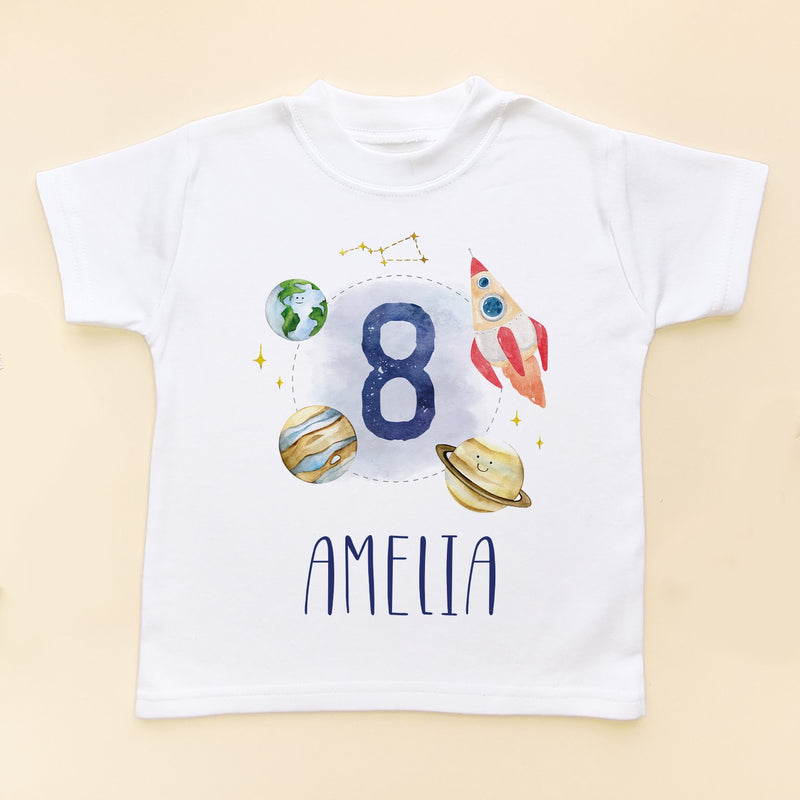 8th Birthday Galaxy Space Personalised T Shirt - Little Lili Store (8828640919832)