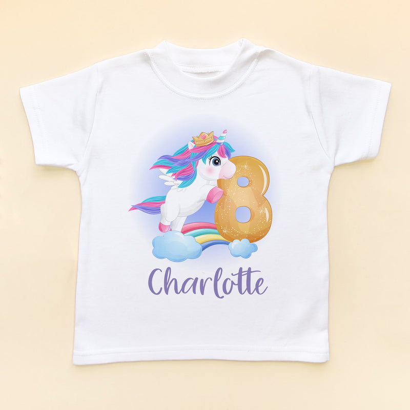 8th Birthday Unicorn Personalised T Shirt - Little Lili Store (8843122540824)