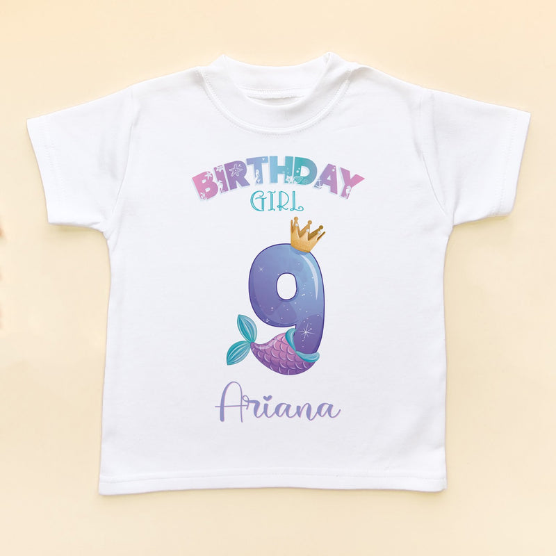 9th Birthday Cute Mermaid Personalised T Shirt - Little Lili Store (8843122180376)