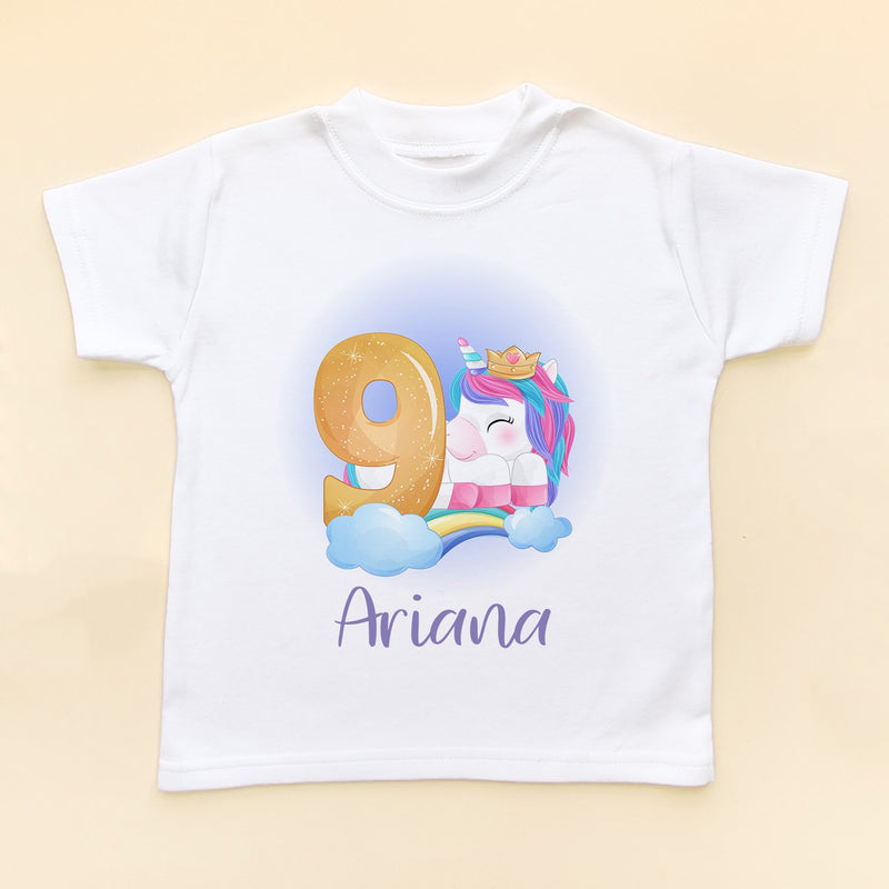 9th Birthday Unicorn Personalised T Shirt - Little Lili Store (8843122639128)