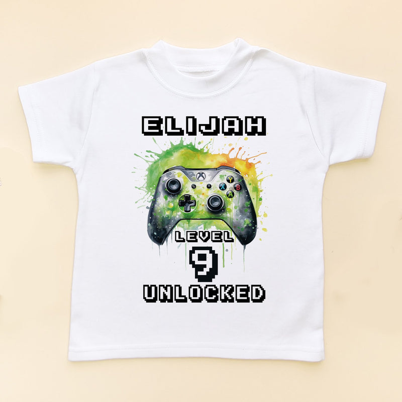 9th Birthday Unlocked Gamer Personalised T Shirt - Little Lili Store (8828677488920)