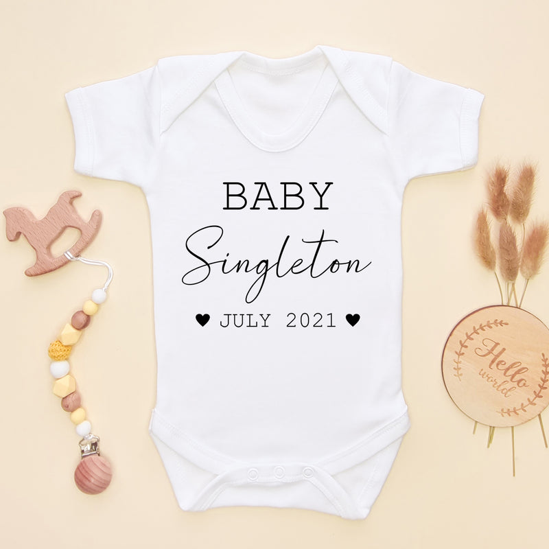 Personalised Name With Date Baby Bodysuit (5860994678856)