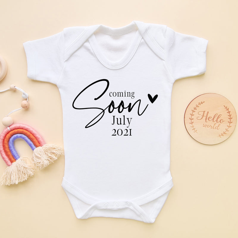 Personalised Date Coming Soon Baby Bodysuit (5861001396296)