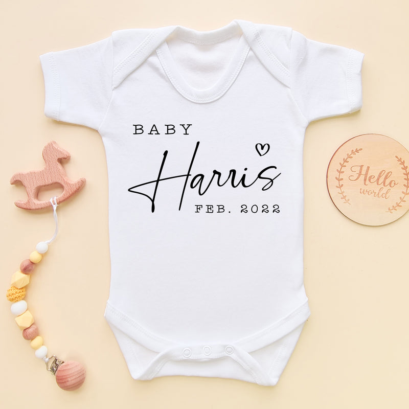 Personalised Name & Date Baby Bodysuit (6568534573128)