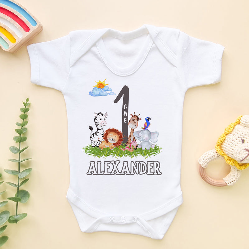1st Birthday Personalised Baby Bodysuit (5861443338312)