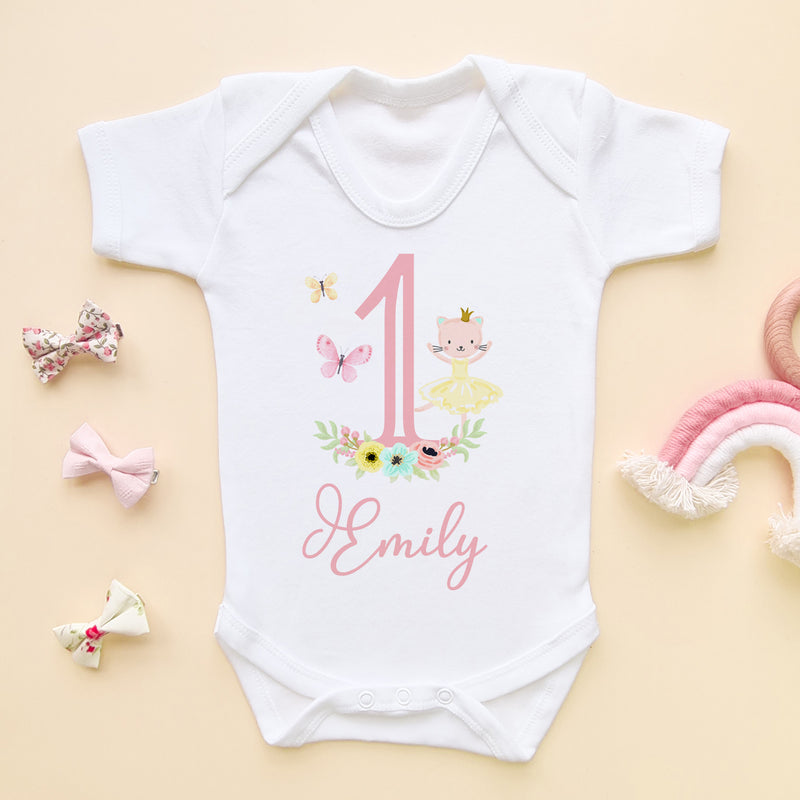 Personalised Name 1st Birthday Girl Baby Bodysuit (5861001035848)