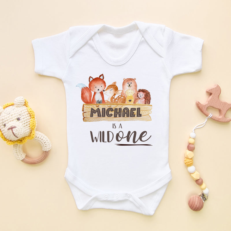 Personalised Name Wild One 1st Birthday Baby Bodysuit (5860976492616)
