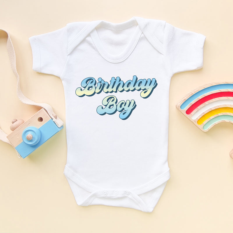 Birthday Boy Retro Style Baby Bodysuit (6547509542984)