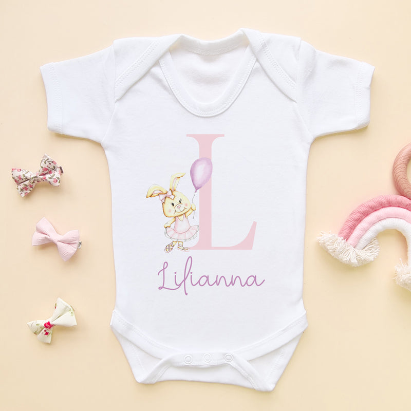 Personalised Girl Name With Letter Baby Bodysuit (5861350768712)