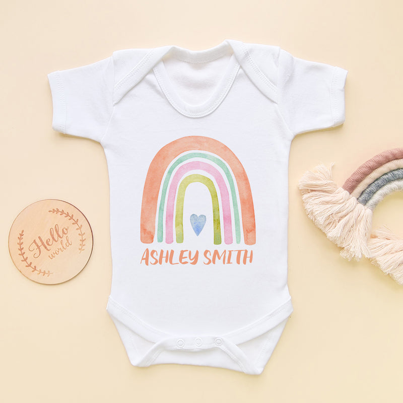 Personalised Name Watercolor Rainbow Baby Bodysuit (5860994777160)