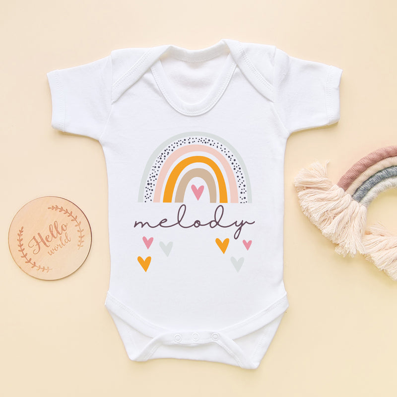 Rainbow Personalised Name Girl Baby Bodysuit (6573046136904)