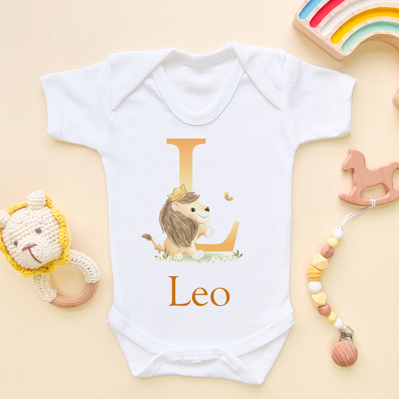 Personalised Cute Lion Baby Bodysuit (6567776780360)