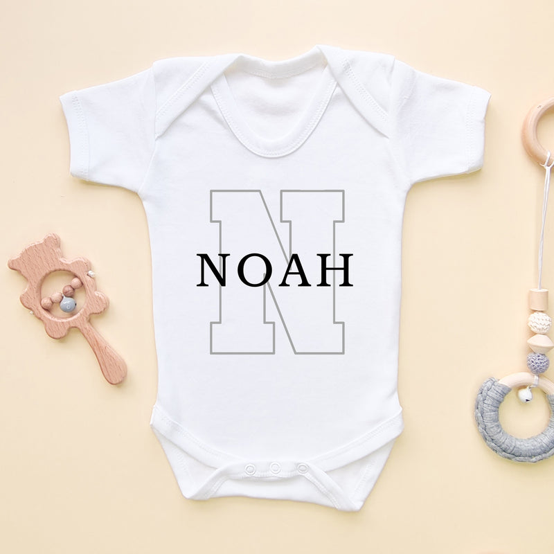 Personalised Name With Letter Baby Bodysuit (5861344215112)